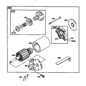 Motor Starter 1 Diagram and Parts List for 19E400-19E499 1132 Briggs and Stratton Engine